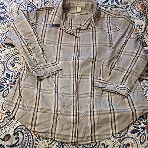 Coldwater Creek woman's plaid long-sleeved button up shirt 14